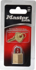 Master Lock - 7/16" Shackle Clearance, Keyed Different Solid Brasss Padlock - 5/32" Shackle Diam, Solid Brass - Exact Tooling
