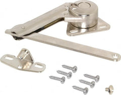 Sugatsune - 8-1/2" OAL x 7/8" Wide, 60 Lb/Inch Capacity, Adjustable Soft Down Stay - Left Side, 5mm Mounting Hole Diam, 90° Max Opening, Nickel Plated Steel & Zinc Alloy - Exact Tooling