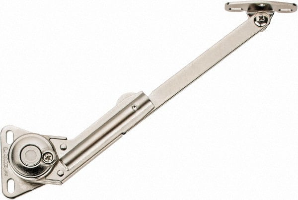 Sugatsune - 8-1/2" OAL x 7/8" Wide, 60 Lb/Inch Capacity, Adjustable Soft Down Stay - Right Side, 5mm Mounting Hole Diam, 105° Max Opening, Nickel Plated Steel & Zinc Alloy - Exact Tooling