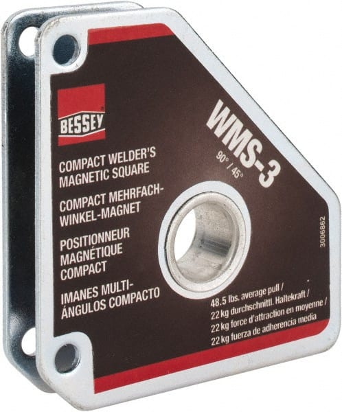 Bessey - 3-3/8" Wide x 5/8" Deep x 3-3/8" High Magnetic Welding & Fabrication Square - 48.5 Lb Average Pull Force - Exact Tooling