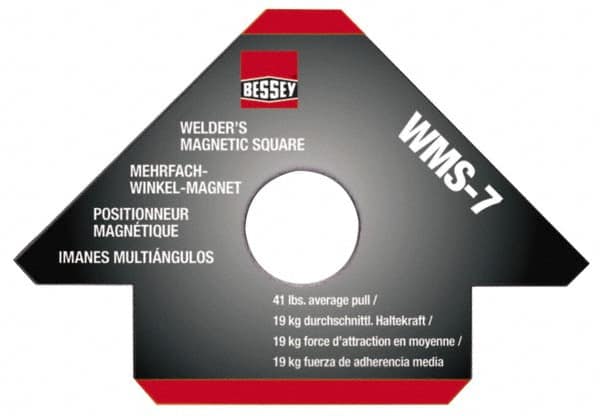 Bessey - 4-3/4" Wide x 9/16" Deep x 3-1/4" High Magnetic Welding & Fabrication Square - 41 Lb Average Pull Force - Exact Tooling