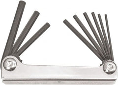 Bondhus - 9 Piece Fold-Up Hex Key Set - Hex Range 5/64 to 1/4", 6.63" OAL, Protanium High Torque Steel - Exact Tooling