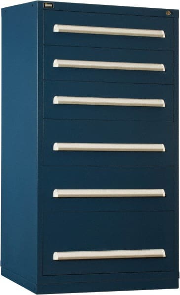 Vidmar - 6 Drawer, Modular Storage Cabinet - Steel, 30" Wide x 27-3/4" Deep x 59" High, Dark Blue - Exact Tooling