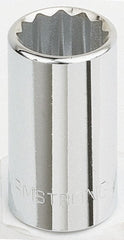 Armstrong - 1/2" Drive, Standard Hand Socket - 12 Points, 1-15/32" OAL, Chrome Finish - Exact Tooling