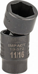 Armstrong - 3/8" Drive 11/16" Standard Universal Impact Socket - 6 Points, 2-11/32" OAL - Exact Tooling