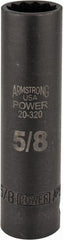 Armstrong - 5/8", 1/2" Drive, Deep Hand Socket - 12 Points, 3-13/64" OAL, Black Finish - Exact Tooling