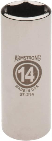 Armstrong - 1/4" Drive, Deep Hand Socket - 6 Points, 1-15/16" OAL, Chrome Finish - Exact Tooling