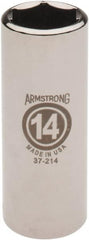 Armstrong - 1/4" Drive, Deep Hand Socket - 6 Points, 1-15/16" OAL, Chrome Finish - Exact Tooling