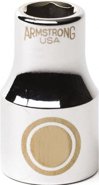 Armstrong - 1/2" Drive, Standard Hand Socket - 6 Points, 1-1/2" OAL, Chrome Finish - Exact Tooling