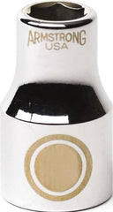 Armstrong - 1/2" Drive, Standard Hand Socket - 6 Points, 1-1/2" OAL, Chrome Finish - Exact Tooling