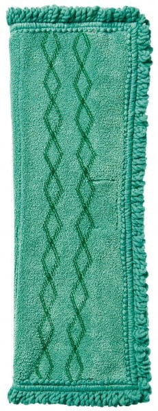 Rubbermaid - 19-1/2" Long x 14" Wide Microfiber Dust Mop Pad - Quick Connect, Green, Fringed Head - Exact Tooling