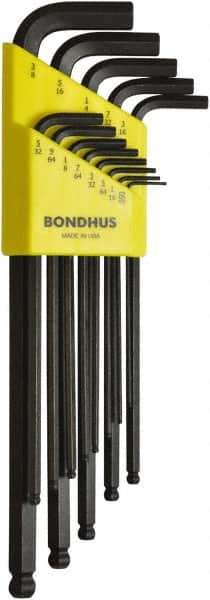 Bondhus - 13 Piece, L-Key Ball End Hex Key Set - 0.05 to 3/8" Range, Protanium High Torque Steel - Exact Tooling