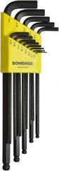 Bondhus - 13 Piece, L-Key Ball End Hex Key Set - 0.05 to 3/8" Range, Protanium High Torque Steel - Exact Tooling