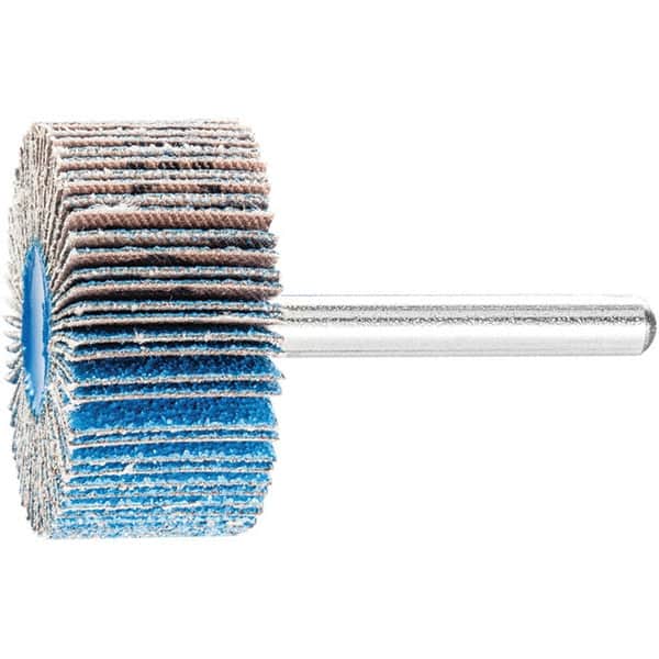 PFERD - 1-1/2" Diam x 1" Face Width, Aluminum Oxide Coated Mounted Flap Wheel - 1/4" Shank Mount, 80 Grit, 25,000 Max RPM - Exact Tooling