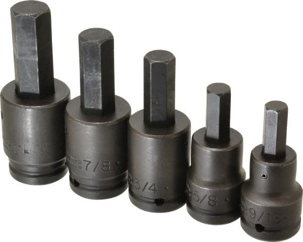 Proto - 5 Piece 3/4" Drive Inch Impact Hex Bit Socket Set - 9/16 to 1" Hex - Exact Tooling