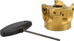 Seco - 3" Cut Diam, 0.394" Max Depth, 1" Arbor Hole, 4 Inserts, VPGX 2206..E.-E10 Insert Style, Indexable Copy Face Mill - R220.97 Cutter Style, 25,000 Max RPM, 2-1/4 High, Through Coolant, Series R220.97 - Exact Tooling