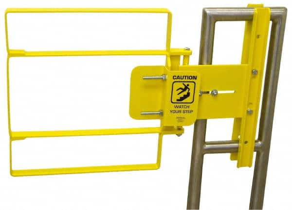 FabEnCo - Powder Coated Carbon Steel Self Closing Rail Safety Gate - Fits 17 to 18-1/2" Clear Opening, 18-1/2" Wide x 22" Door Height, 40 Lb, Yellow - Exact Tooling