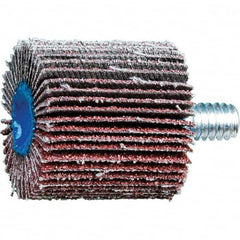 PFERD - 1" Diam x 1" Face Width, Aluminum Oxide Coated Mounted Flap Wheel - 1/4-20 Threaded Mount, 60 Grit, 25,000 Max RPM - Exact Tooling