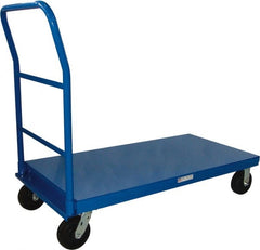 PRO-SOURCE - 1,200 Lb Capacity Steel Platform Truck - Steel Deck, 24" OAW, Polyurethane Casters - Exact Tooling