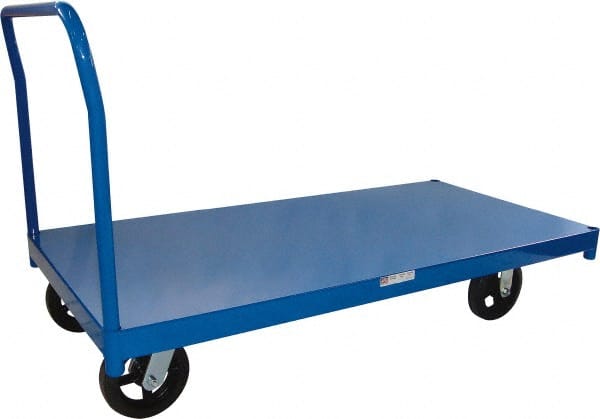 PRO-SOURCE - 2,000 Lb Capacity Steel Platform Truck - Steel Deck, 30" OAW, Mold On Rubber Casters - Exact Tooling