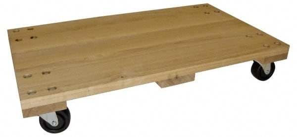 PRO-SOURCE - 1,000 Lb Capacity Hardwood/Polyolefin Solid Top Dolly - 24" Long x 16" Wide x 5" High, 3" Polyolefin Wheels - Exact Tooling
