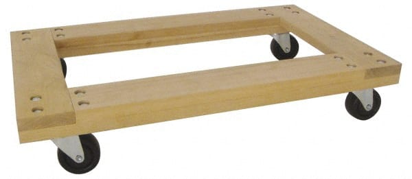 PRO-SOURCE - 1,000 Lb Capacity Hardwood/Rubber Flush Open Dolly - 30" Long x 18" Wide, 3" Wheels - Exact Tooling