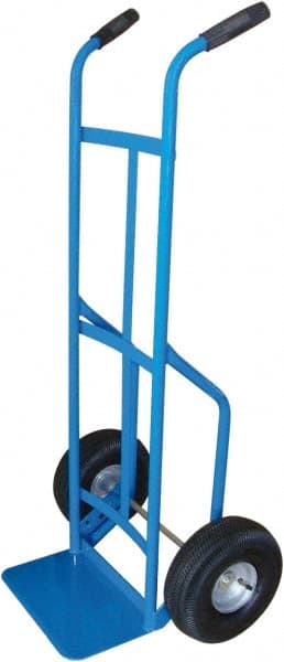 PRO-SOURCE - 600 Lb Capacity 47" OAH Hand Truck - 8 x 14" Base Plate, Dual Grip Handle, Steel, Full Pneumatic Wheels - Exact Tooling