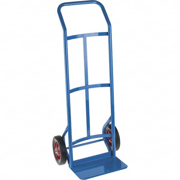 PRO-SOURCE - 500 Lb Capacity 45" OAH Hand Truck - 8 x 14" Base Plate, Continuous Swept Back Handle, Steel, Solid Rubber Wheels - Exact Tooling