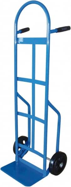 PRO-SOURCE - 800 Lb Capacity 53" OAH Hand Truck - 8 x 14" Base Plate, High Back Dual Grip Handle, Cast Iron, Mold-On Rubber Wheels - Exact Tooling