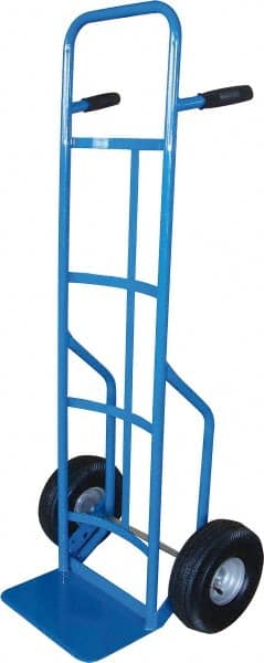 PRO-SOURCE - 800 Lb Capacity 53" OAH Hand Truck - 8 x 14" Base Plate, High Back Dual Grip Handle, Steel, Semi-Pneumatic Wheels - Exact Tooling