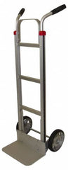 PRO-SOURCE - 600 Lb Capacity 49" OAH Welded Hand Truck - 7-1/2 x 14" Base Plate, High Back Dual Handle, Aluminum, Solid Rubber Wheels - Exact Tooling