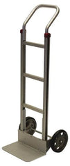 PRO-SOURCE - 600 Lb Capacity 52" OAH Welded Hand Truck - 7-1/2 x 14" Base Plate, Continuous Swept Back Handle, Aluminum, Semi-Pneumatic Wheels - Exact Tooling