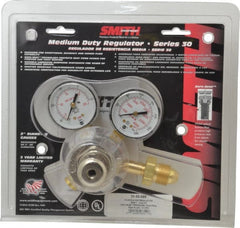 Miller-Smith - 580 CGA Inlet Connection, Female Fitting, Argon Welding Regulator - 5/8-18 RH Internal Thread, Right Hand Rotation - Exact Tooling