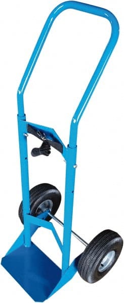 PRO-SOURCE - 500 Lb Capacity 48" OAH Cylinder Hand Truck - 7-1/2 x 14" Base Plate, Swept Back Handle, Steel, Full Pneumatic Wheels - Exact Tooling