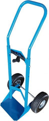 PRO-SOURCE - 500 Lb Capacity 48" OAH Cylinder Hand Truck - 7-1/2 x 14" Base Plate, Swept Back Handle, Steel, Full Pneumatic Wheels - Exact Tooling