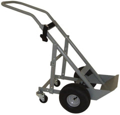 PRO-SOURCE - 500 Lb Capacity 48" OAH Cylinder Hand Truck - 7-1/2 x 14" Base Plate, Swept Back Handle, Steel, Full Pneumatic Wheels - Exact Tooling