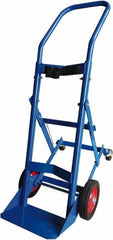 PRO-SOURCE - 500 Lb Capacity 48" OAH Cylinder Hand Truck - 7-1/2 x 14" Base Plate, Swept Back Handle, Steel, Semi-Pneumatic Wheels - Exact Tooling