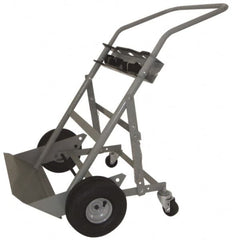 PRO-SOURCE - 500 Lb Capacity 48" OAH Cylinder Hand Truck - 7-1/2 x 14" Base Plate, Swept Back Handle, Steel, Full Pneumatic Wheels - Exact Tooling