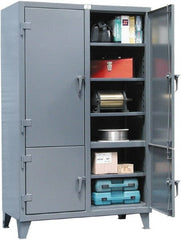 Strong Hold - 8 Shelf Locking Storage Cabinet - Steel, 60" Wide x 24" Deep x 78" High, Dark Gray - Exact Tooling
