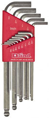 Eklind - 13 Piece L-Key Ball End Hex Key Set - Hex Range 0.05 to 3/8", Alloy Steel - Exact Tooling