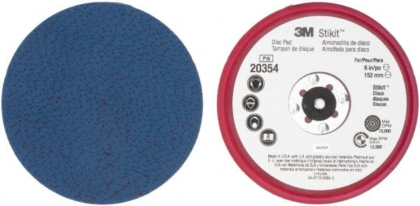 3M - 6" Diam Adhesive/PSA Disc Backing Pad - Firm Density, 12,000 RPM - Exact Tooling