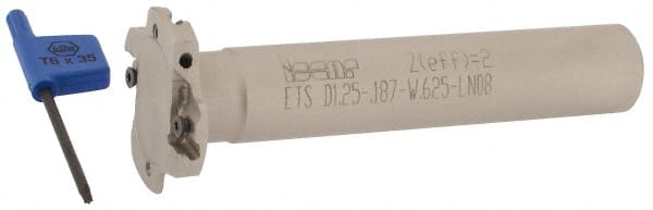 Iscar - Shank Connection, 3/16" Cutting Width, 5/16" Depth of Cut, 1-1/4" Cutter Diam, 2 Tooth Indexable Slotting Cutter - 5/8" Shank Diam, ETS-LN08 Toolholder, LNET Insert, Right Hand Cutting Direction - Exact Tooling