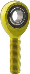 Made in USA - 7/16" ID, 1-1/8" Max OD, 4,244 Lb Max Static Cap, Plain Male Spherical Rod End - 7/16-20 LH, 1-3/8" Shank Length, Carbon Steel with Plastic Raceway - Exact Tooling