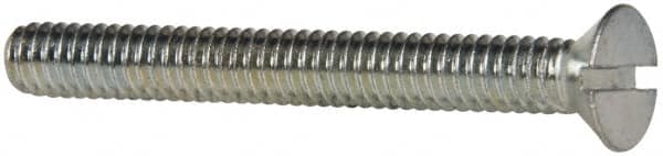 Value Collection - 1/4-20 UNC, 2-1/4" OAL Slotted Drive Machine Screw - Flat Head, Grade 2 Steel, Zinc-Plated Finish, Without Washer - Exact Tooling