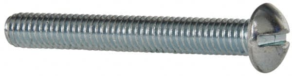Value Collection - 5/16-18 UNC, 2-1/2" Length Under Head Slotted Drive Machine Screw - Round Head, Grade 2 Steel, Zinc-Plated Finish, Without Washer - Exact Tooling