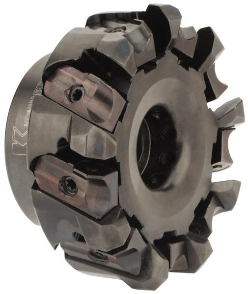 Kennametal - 3" Cut Diam, 1" Arbor Hole, 5mm Max Depth of Cut, 43° Indexable Chamfer & Angle Face Mill - 9 Inserts, OF.T 07L6... Insert, Right Hand Cut, 9 Flutes, Through Coolant, Series KSOM - Exact Tooling