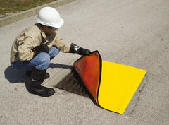 UltraTech - 3' Long x 3' Wide, Polyurethane Drain Seal - Yellow/Orange, Use to Seal off Spills From the Environment - Exact Tooling