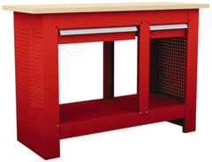 Value Collection - 54 Wide x 20-13/16" Deep x 37-1/4" High, Fiberboard Workbench - Straight Edge, Fixed Legs - Exact Tooling