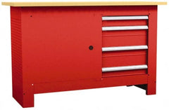 Value Collection - 60 Wide x 24" Deep x 37-1/4" High, Fiberboard Workbench - Straight Edge, Fixed Legs - Exact Tooling