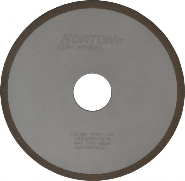 Norton - 6" Diam x 1-1/4" Hole x 1/8" Thick, 120 Grit Surface Grinding Wheel - CBN, Type 1A1, Fine Grade, Resinoid Bond - Exact Tooling